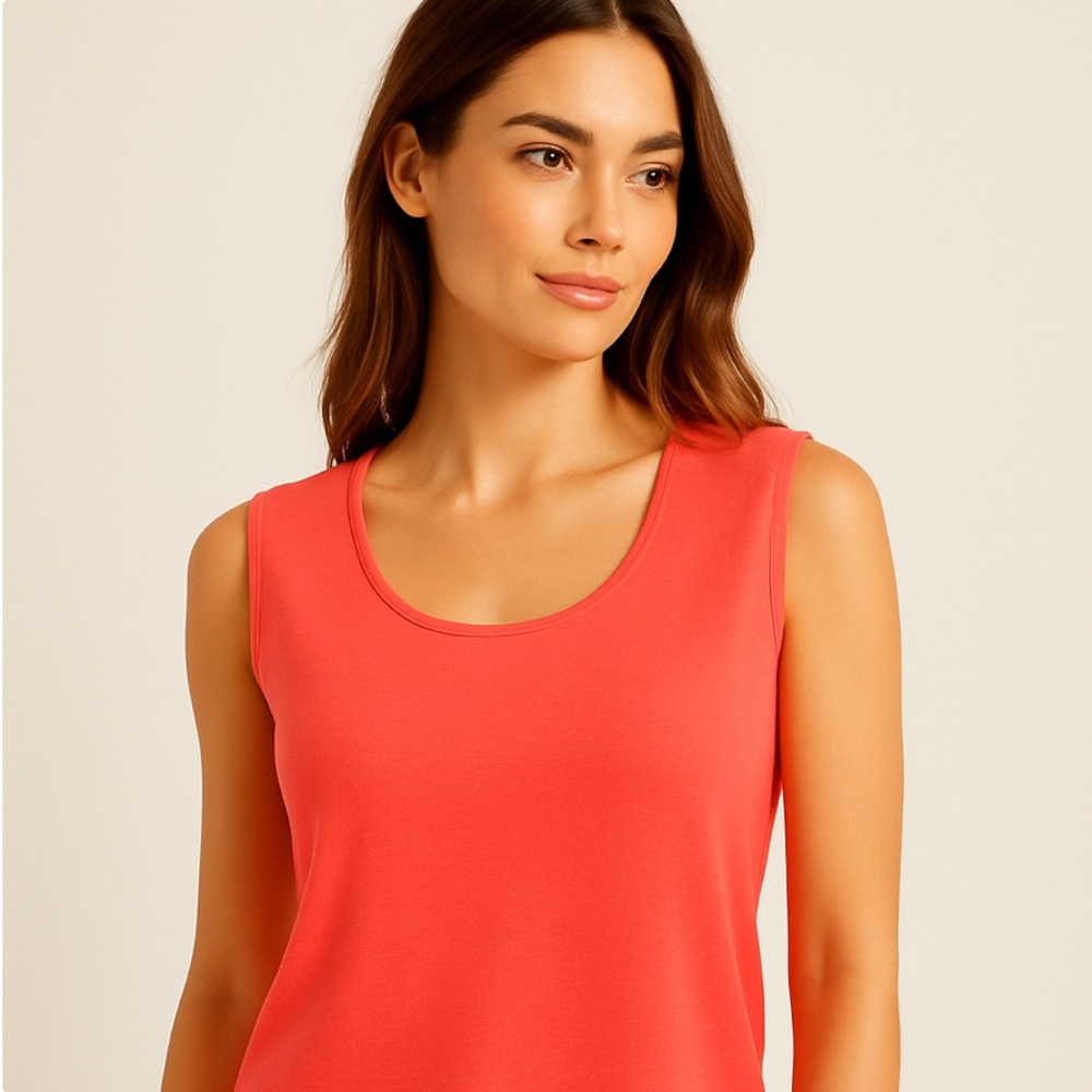 Misook Vibrant Coral Knit Top